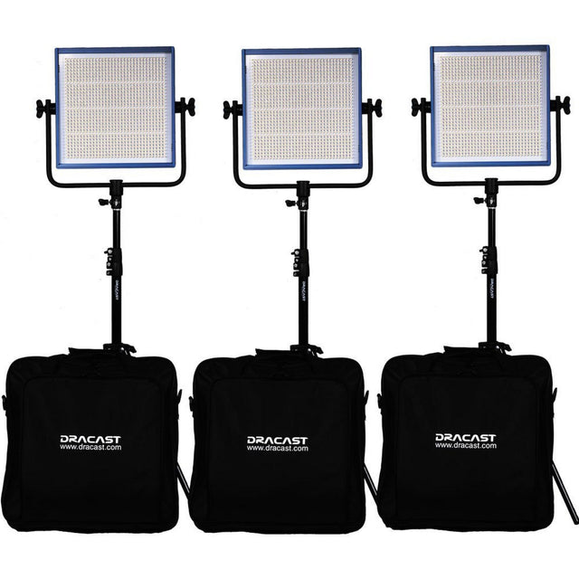 Dracast DRPLK3X1000BK LED1000 Plus Series Bi-Color 3 Light Kit with V-Mount/Gold Mount Battery Plates