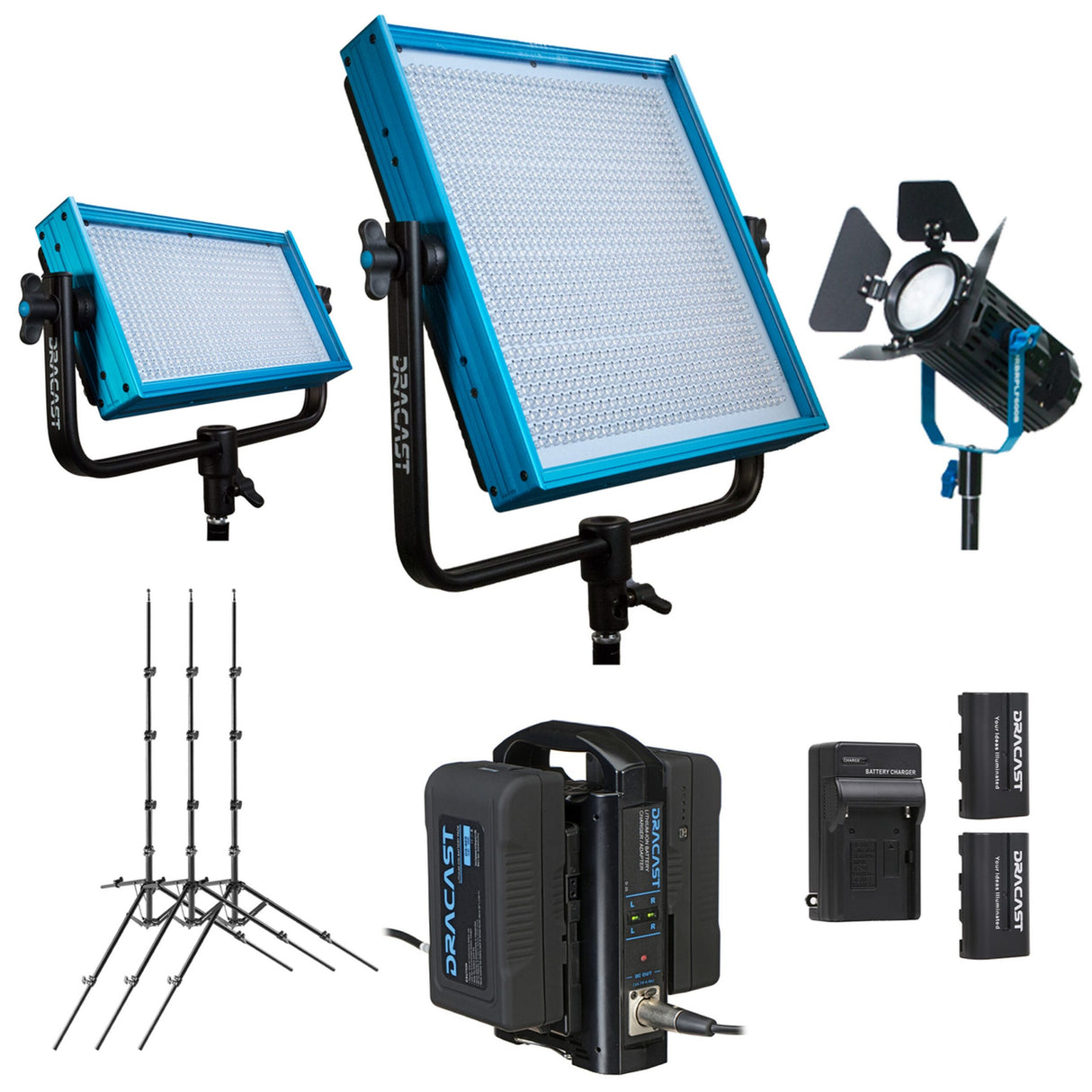 Dracast DRRNSBKBV Bicolor 3200K-5600K V-Mount Remote Newsroom Studio Basics Kit