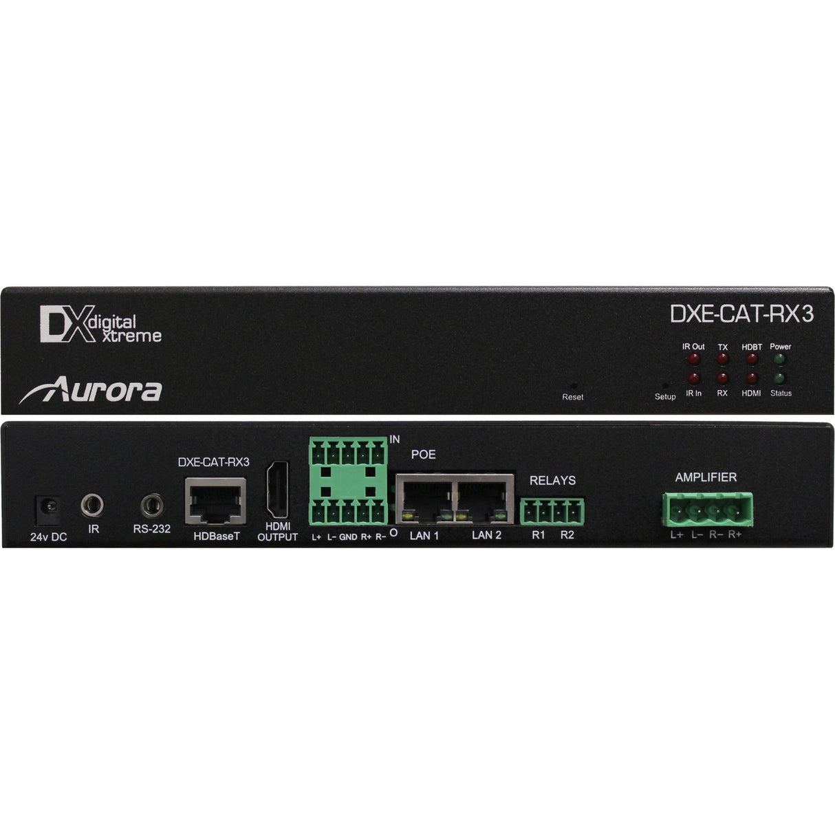 Aurora DXE-CAT-RX3 HDBaseT Receiver with Dual Relay Power Supply