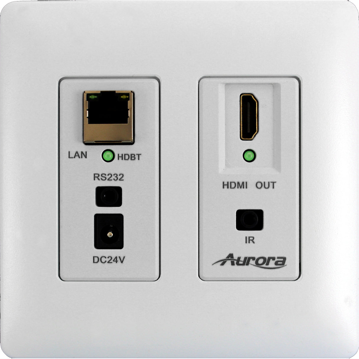Aurora DXW-2E-RX2-W 4K UHD HDMI HDBaseT Wall Plate Receiver with Ethernet White