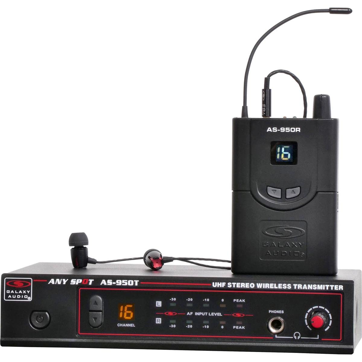 Galaxy Audio AS-950P2 16 Channel Stereo Wireless Personal In-Ear Monitor System 470-494 MHz