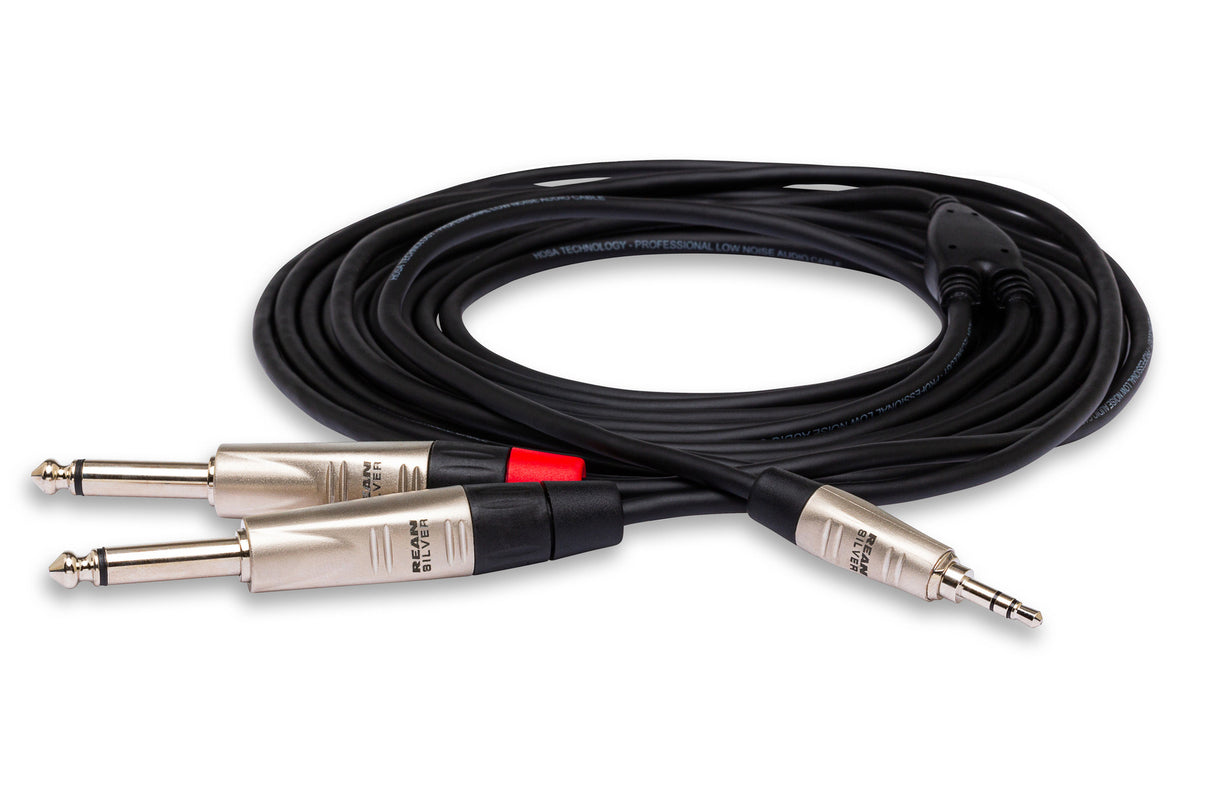 Hosa HMP-003Y REAN 3.5 mm TRS to Dual 1/4 Inch TS Pro Stereo Breakout Cable 3 Feet