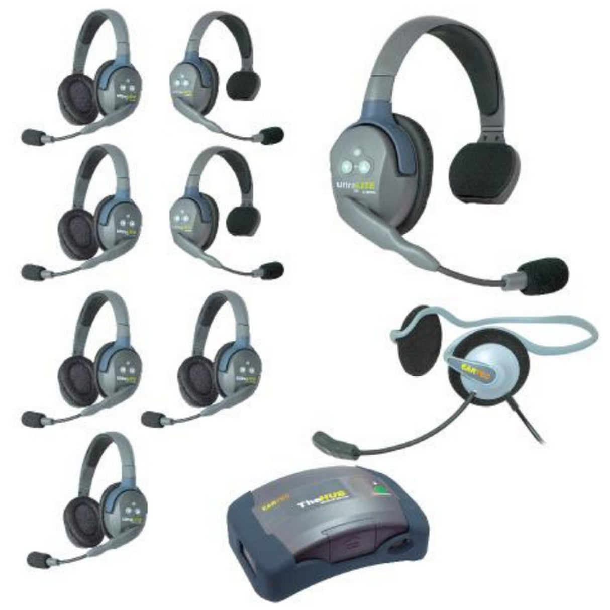 Eartec HUB935MON UltraLITE and HUB 9 Person Headset System with 3 ULSR 5 ULDR 1 Monarch