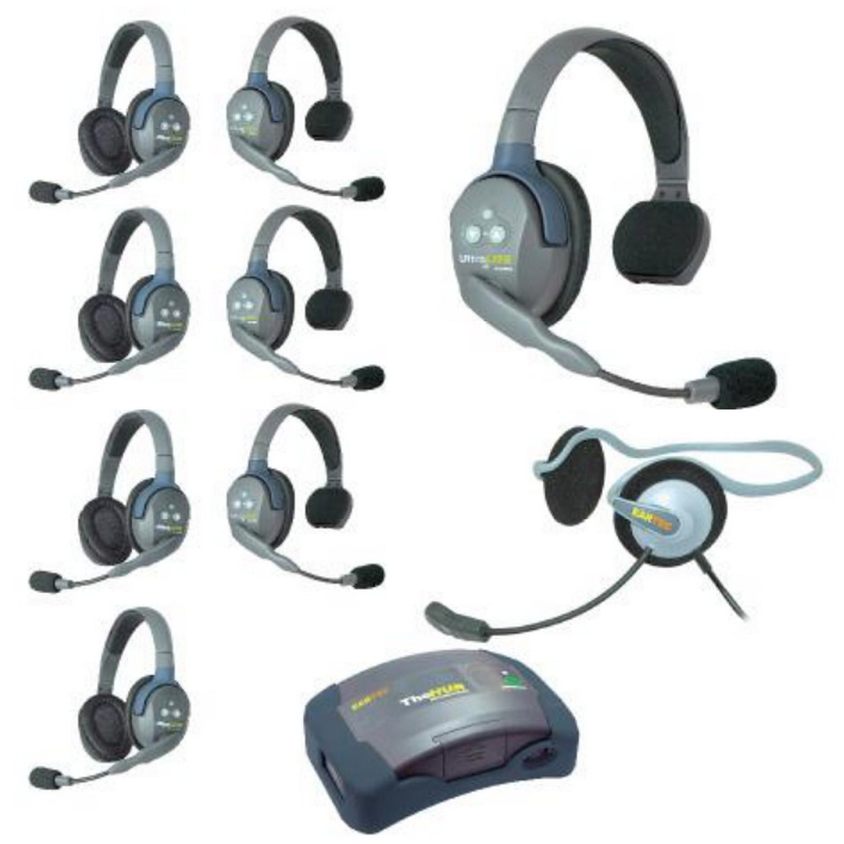 Eartec HUB944MON UltraLITE and HUB 9 Person Headset System with 4 ULSR 4 ULDR 1 Monarch