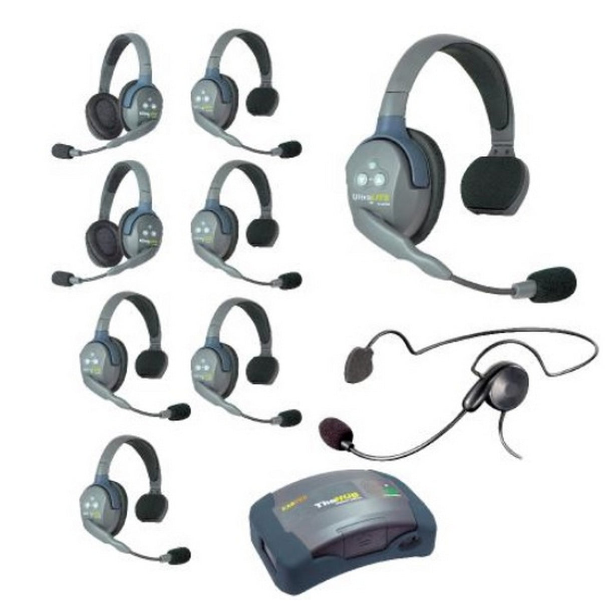 Eartec HUB962CYB 9-Person Wireless Intercom with 6 Single 2 Dual Ear and 1 Plug-In Cyber Headset