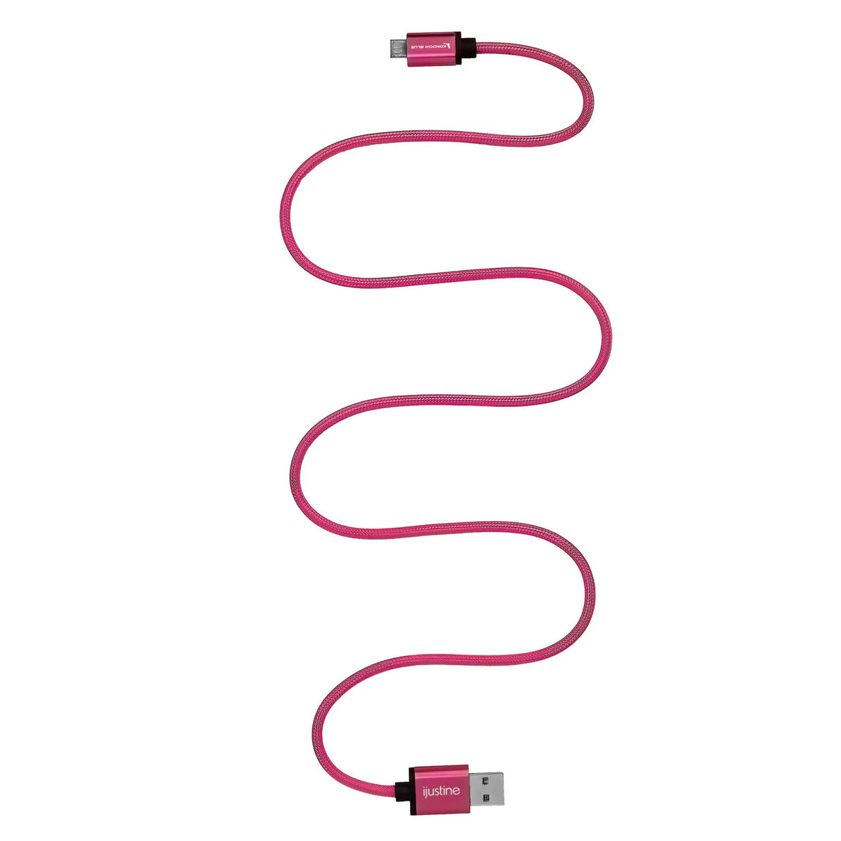 Kondor Blue KB-USBAM-30-J iJustine Pink USB-A to Micro USB Fast Charging Data Cable, 30-Inch