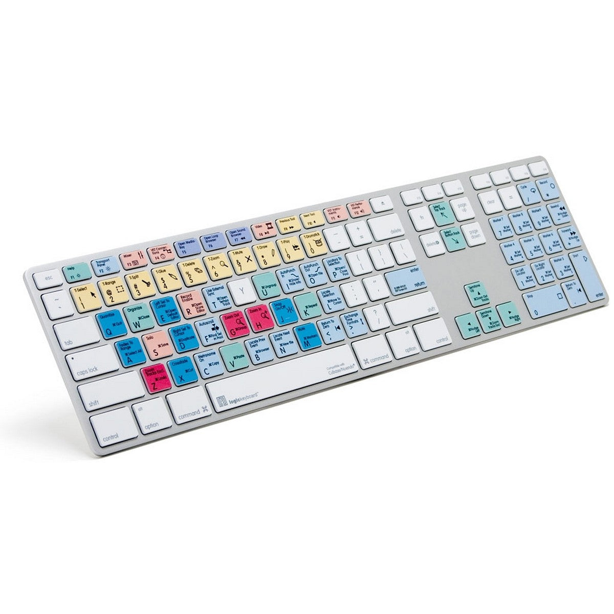 Logickeyboard Steinberg Cubase Nuendo Apple Advance Alu US Keyboard | Full Size Shortcut Keyboard for Cubase Nuendo 4 5 6 7