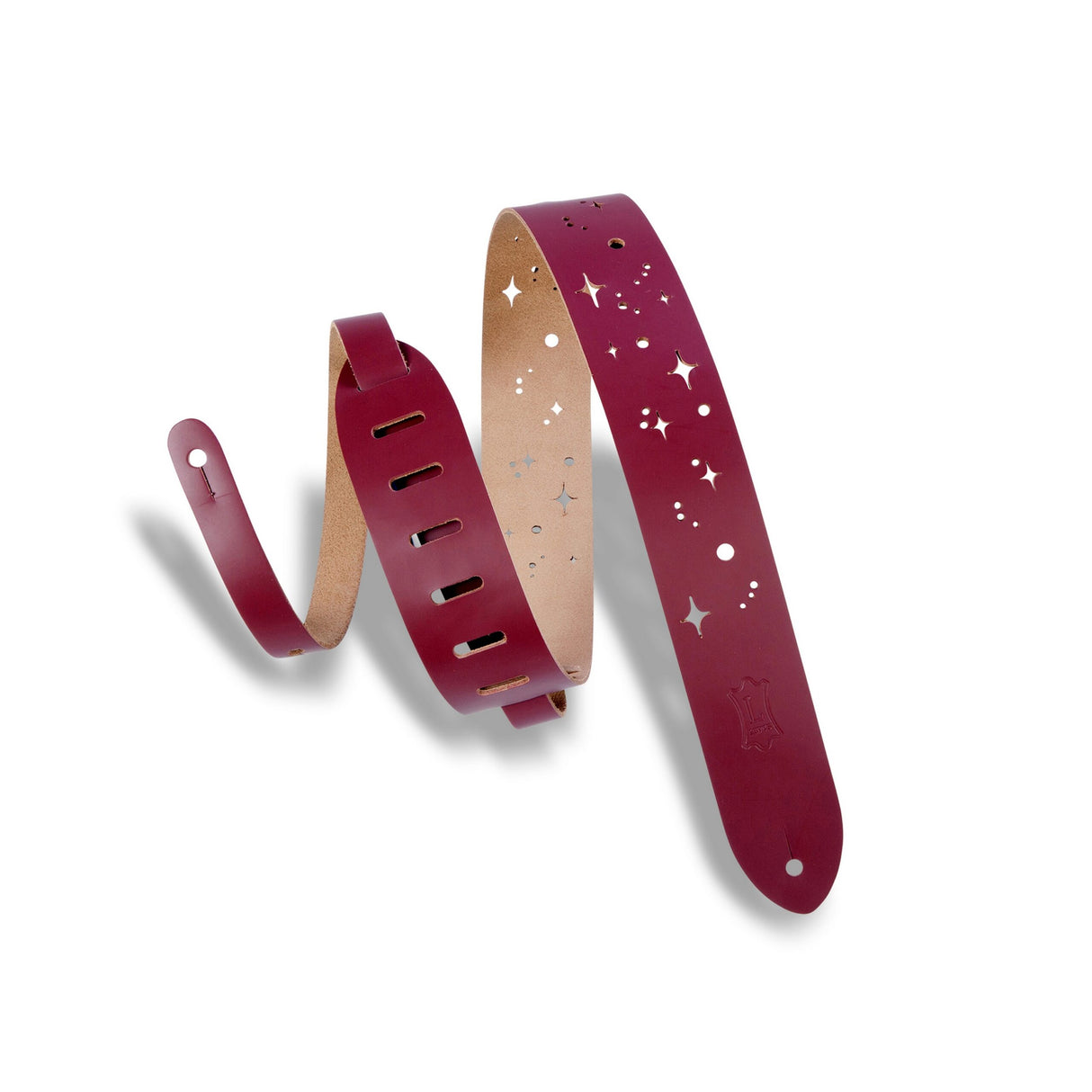 Levy’s 2-Inch Wide Burgundy Chrome-Tan Leather Guitar Strap - accessories
