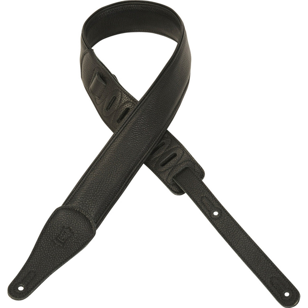 Levy’s 2 1/4-Inch Wide Black Garment Leather Guitar Strap - accessories