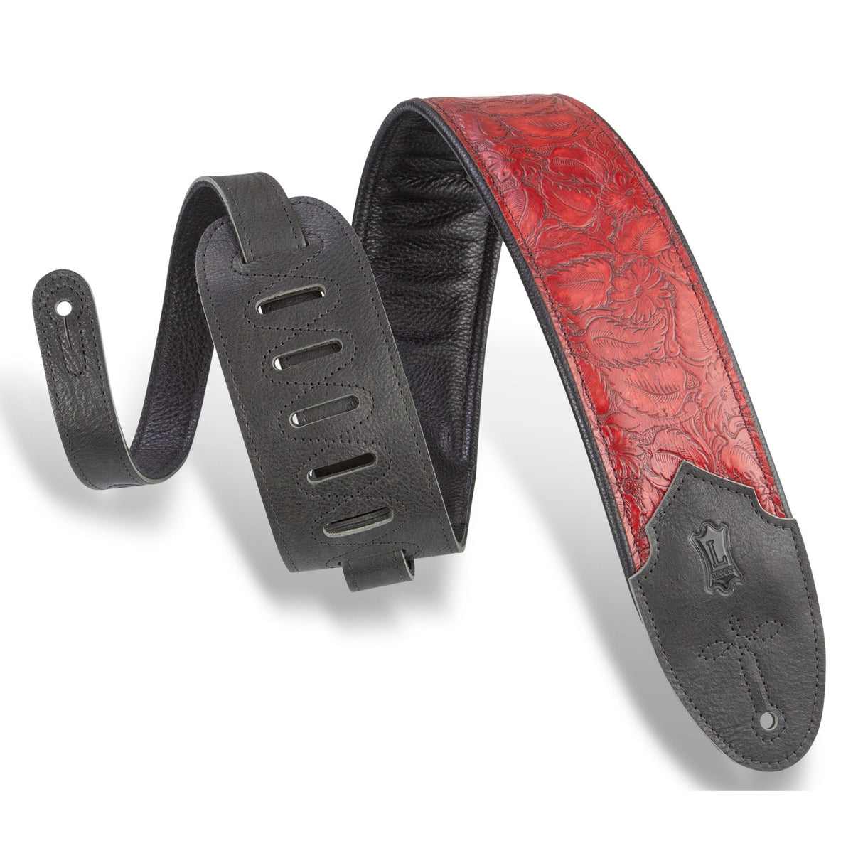 Levy’s Sundance Line Geranium Merlot Guitar Strap Red Black - accessories