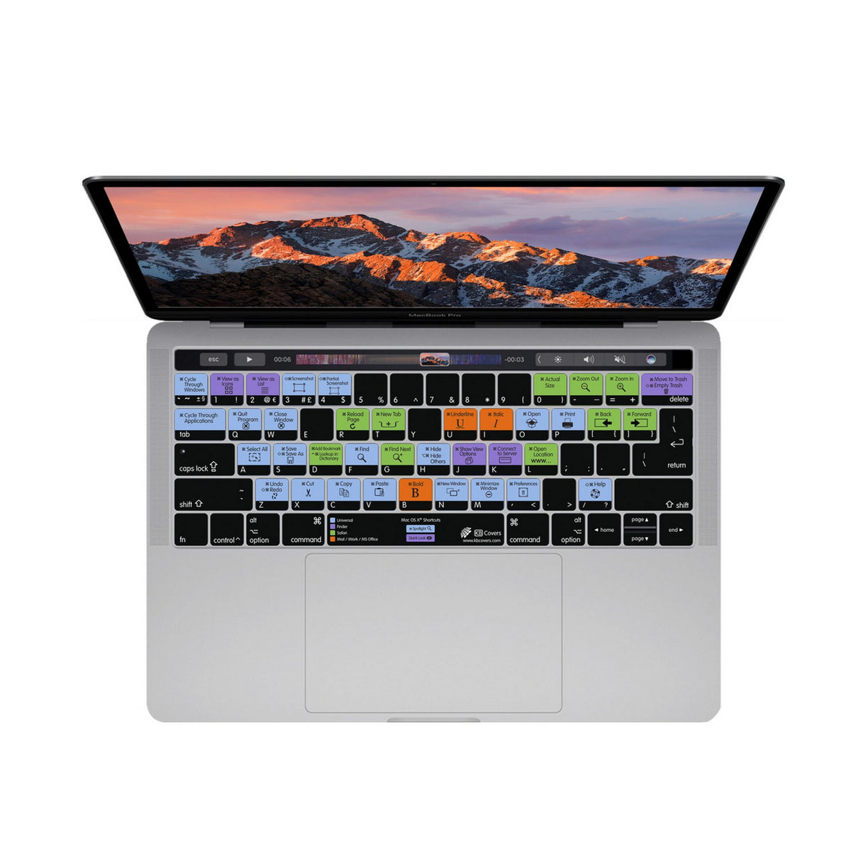 KB Covers MCOS-MTB macOS Keyboard Cover for MacBook Pro Late 2016+ with Touch Bar