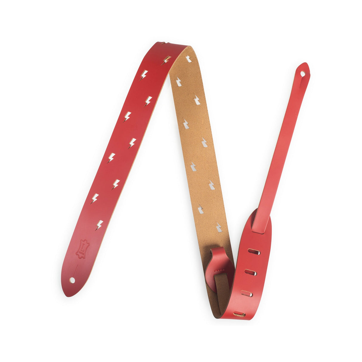 Levy’s Kids Lightning Bolt Punch Out Guitar Strap Red - accessories