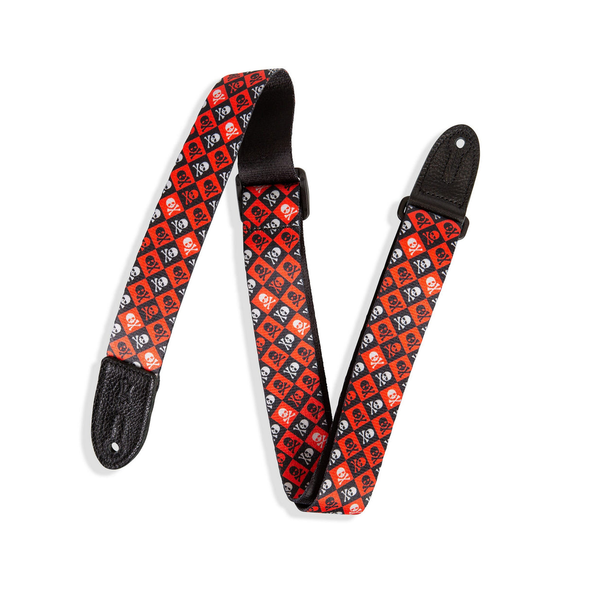 Levy’s Skull and Crossbones Guitar Strap Red White Black - accessories
