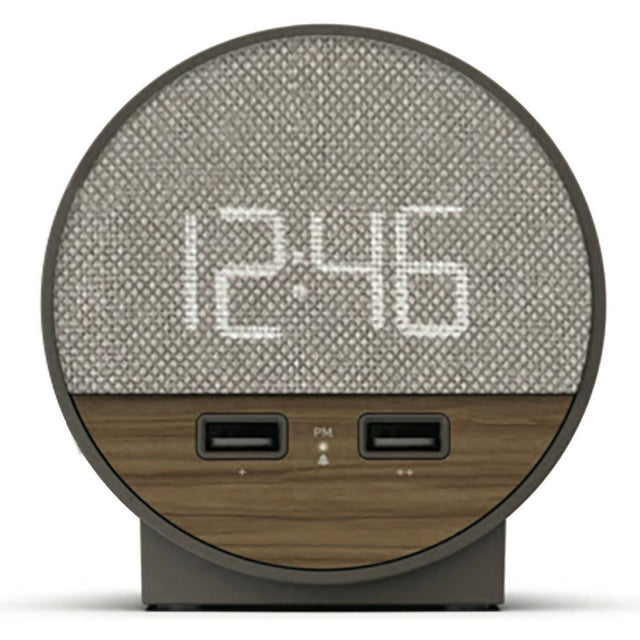 Nonstop Station O Small Round Alarm Clock Wood/Fabric Dark