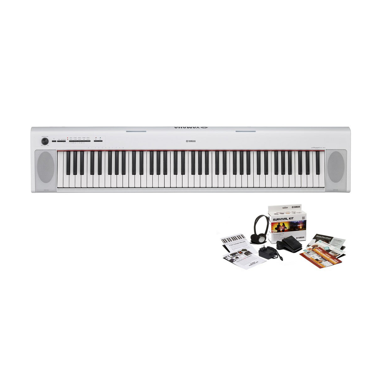 Yamaha NP32WH KIT | 76 Key Mid Level Piaggero Portable Digital Piano White with SK D2