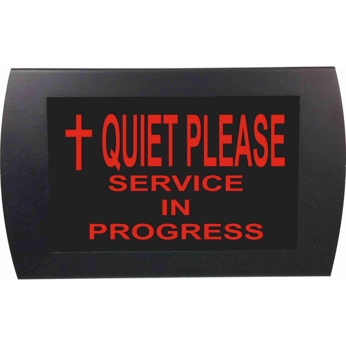 American Recorder āQUIET PLEASE SERVICE IN PROGRESS WITH CROSSā LED Lighted Sign Red