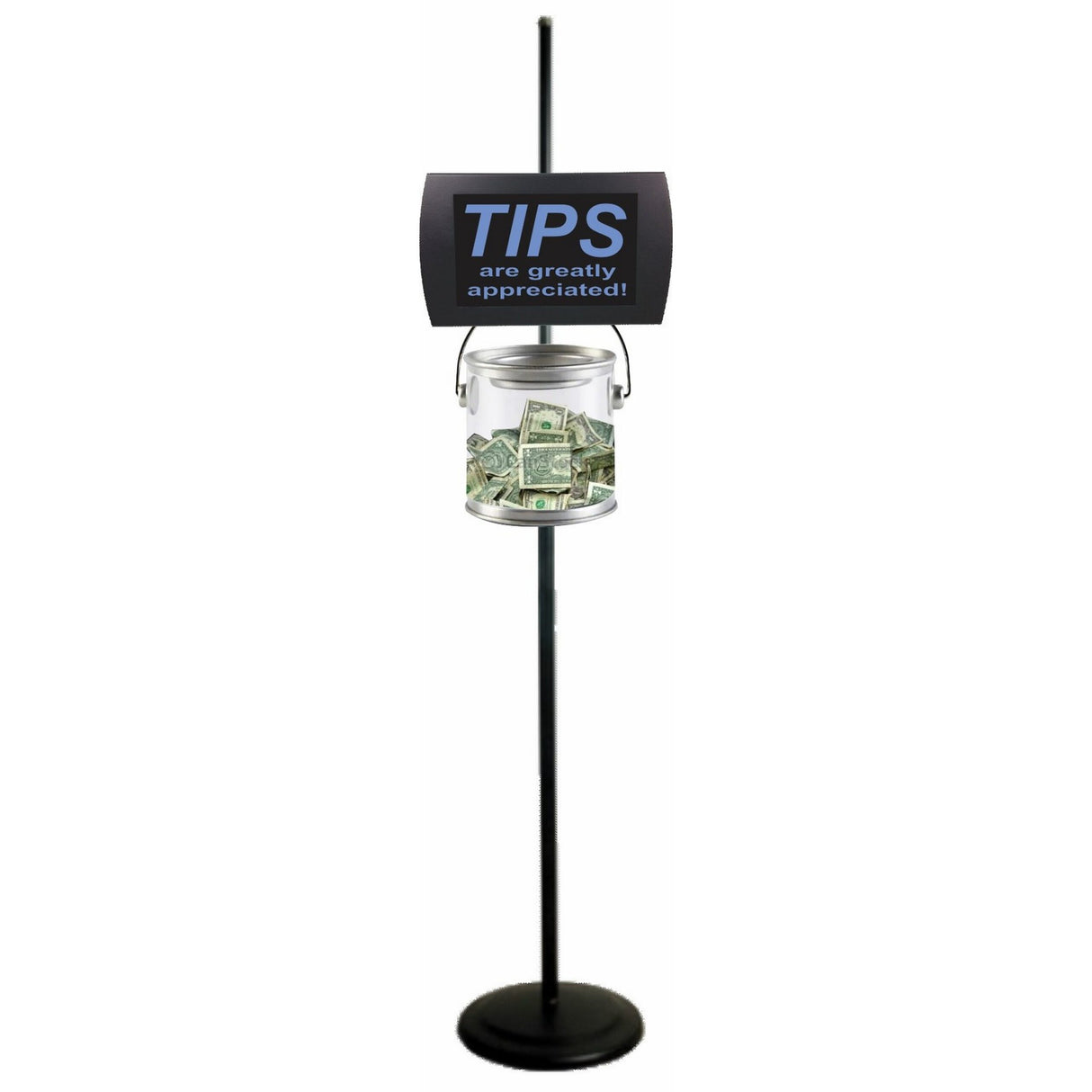 American Recorder ’TIPS GREATLY APPRECIATED’ LED Lighted Sign with Tip Pail Blue