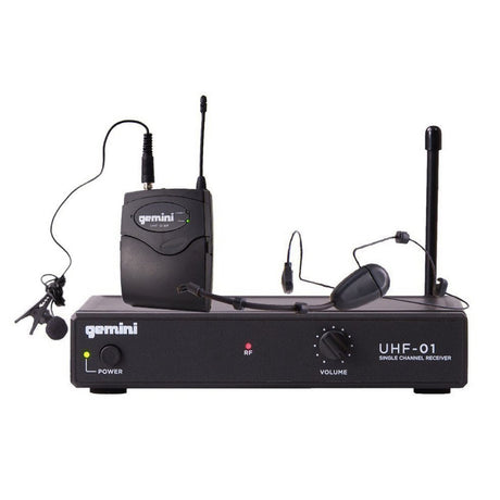 Gemini UHF-01HL Headset Lavalier Wireless Microphone System F1 Band