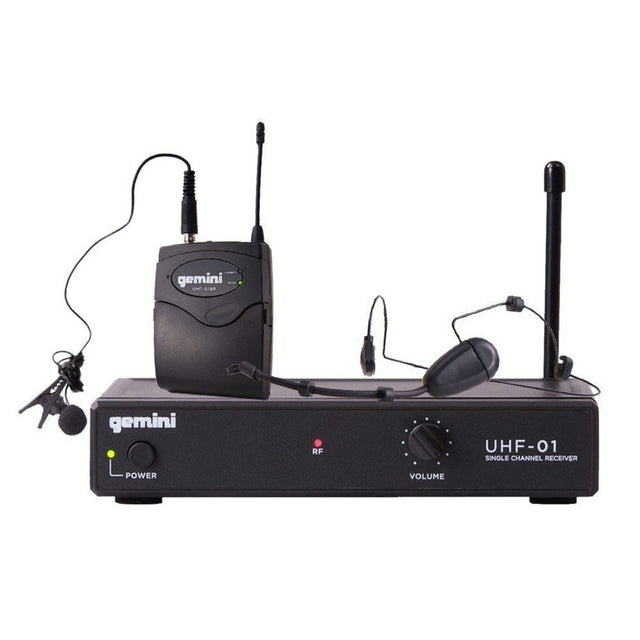 Gemini UHF-01HL Headset Lavalier Wireless Microphone System F2 Band