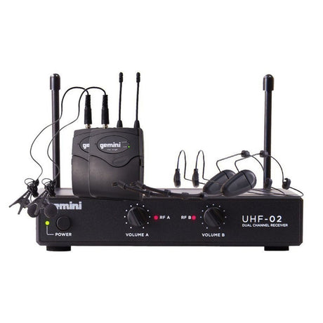 Gemini UHF-02HL Headset Lavalier Wireless Microphone System S34