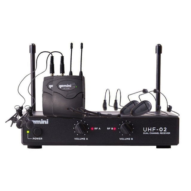 Gemini UHF-02HL Headset Lavalier Wireless Microphone System S12