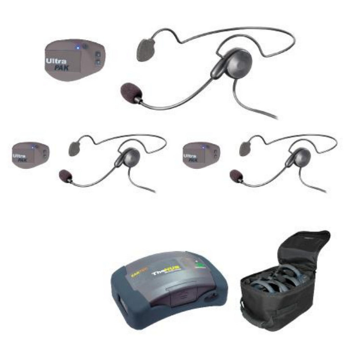 Eartec UPCYB3 UltraPAK and HUB Headset System with 1-HUB 3-UltraPAK and 3-Cyber Headsets
