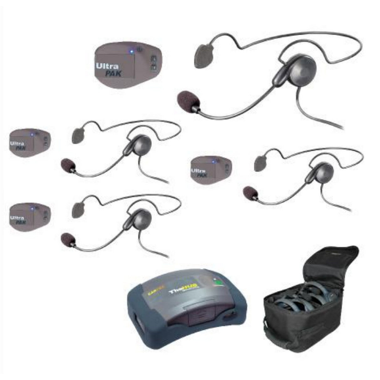 Eartec UPCYB4 UltraPAK and HUB Headset System with 1-HUB 4-UltraPAK and 4-Cyber Headsets
