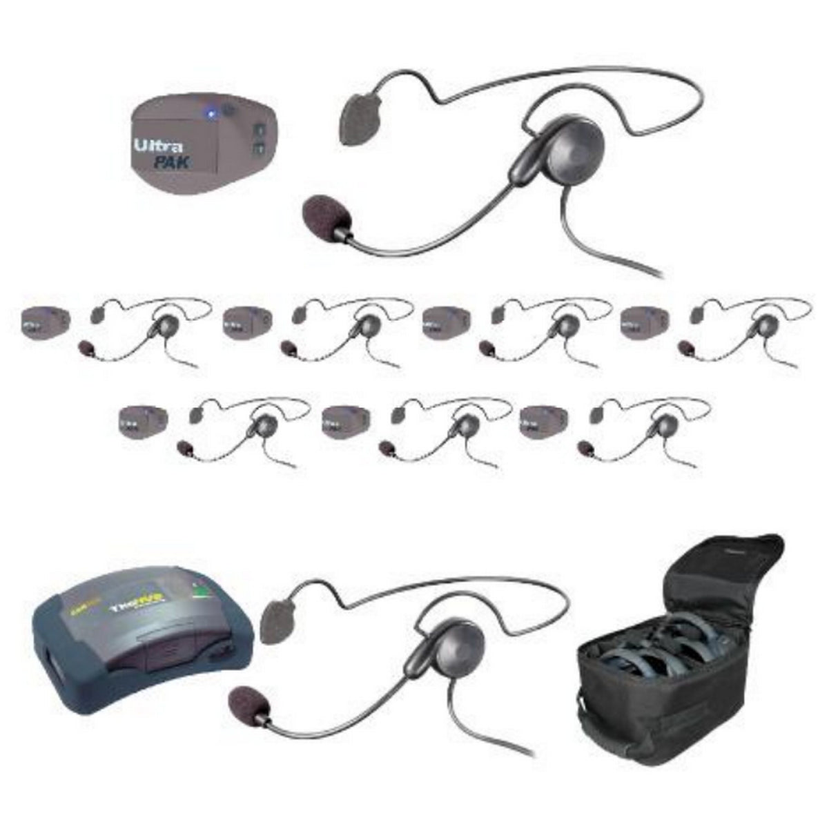 Eartec UPCYB9 UltraPAK and HUB Headset System with 1-HUB 8-UltraPAK and 9-Cyber Headsets