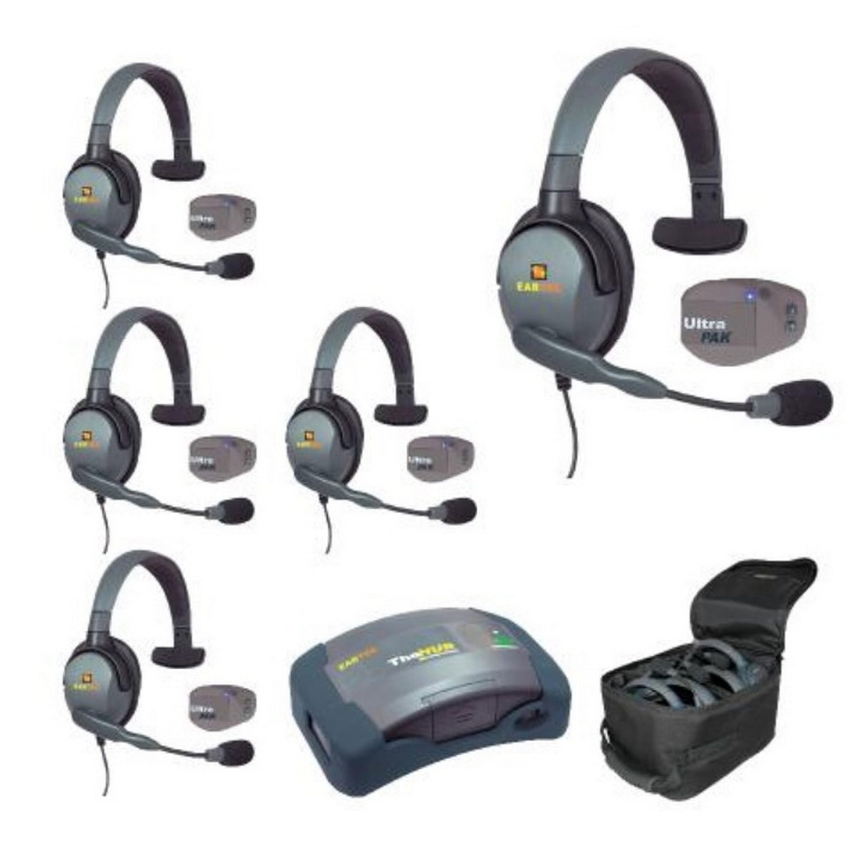 Eartec UPMX4GS5 5-Person Full Duplex Wireless Intercom with 5 UltraPAK and Max4G Single Headsets