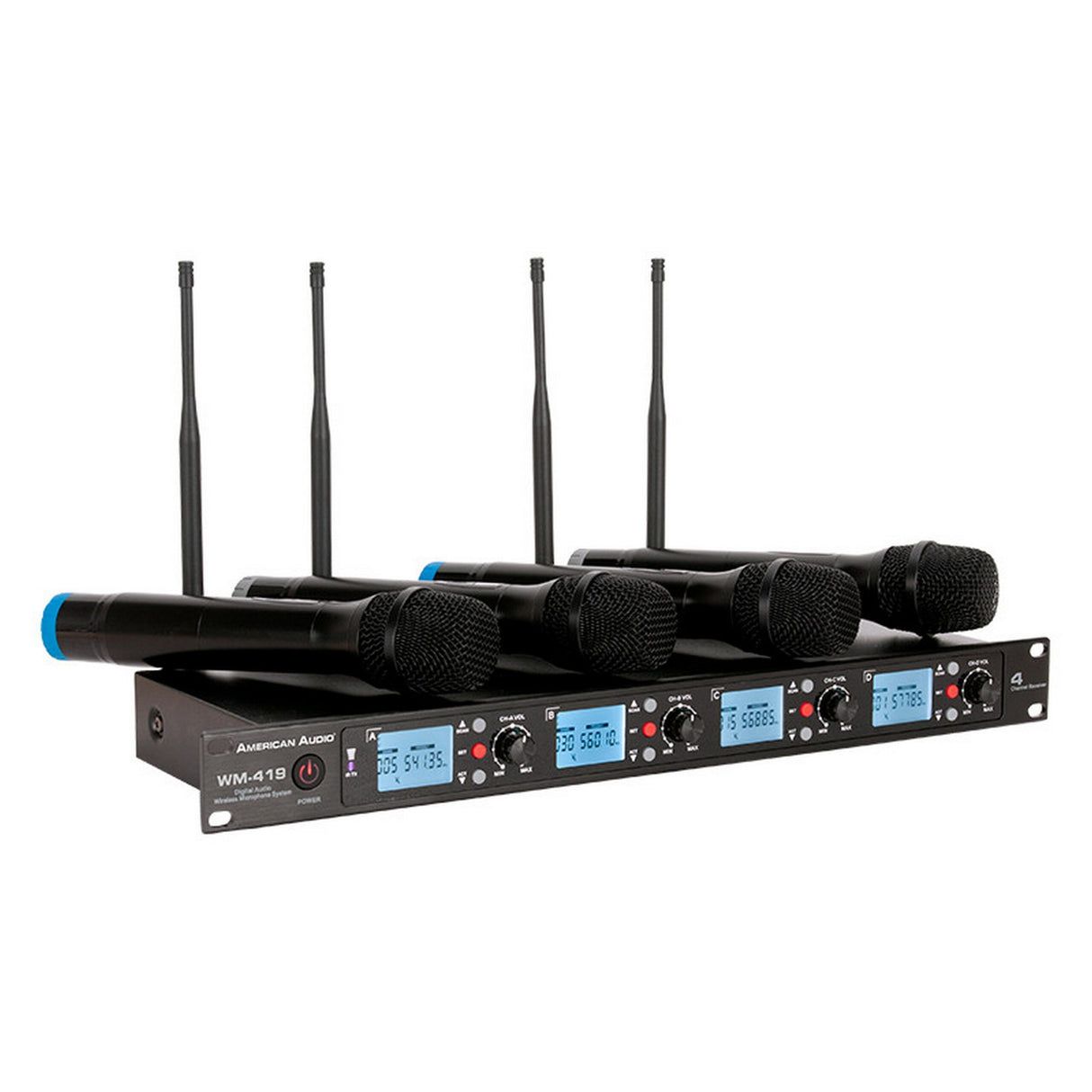 American Audio WM-419 4-Channel UHF Wireless Handheld Microphone System