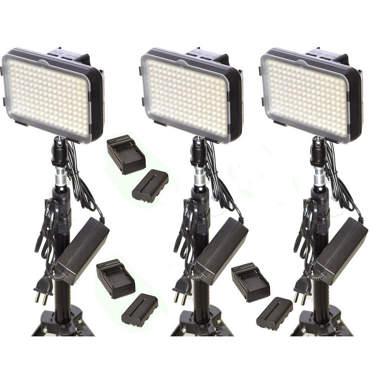 Bescor XT160TB Three Piece 160 Bulb LED Light and Battery Studio Kit