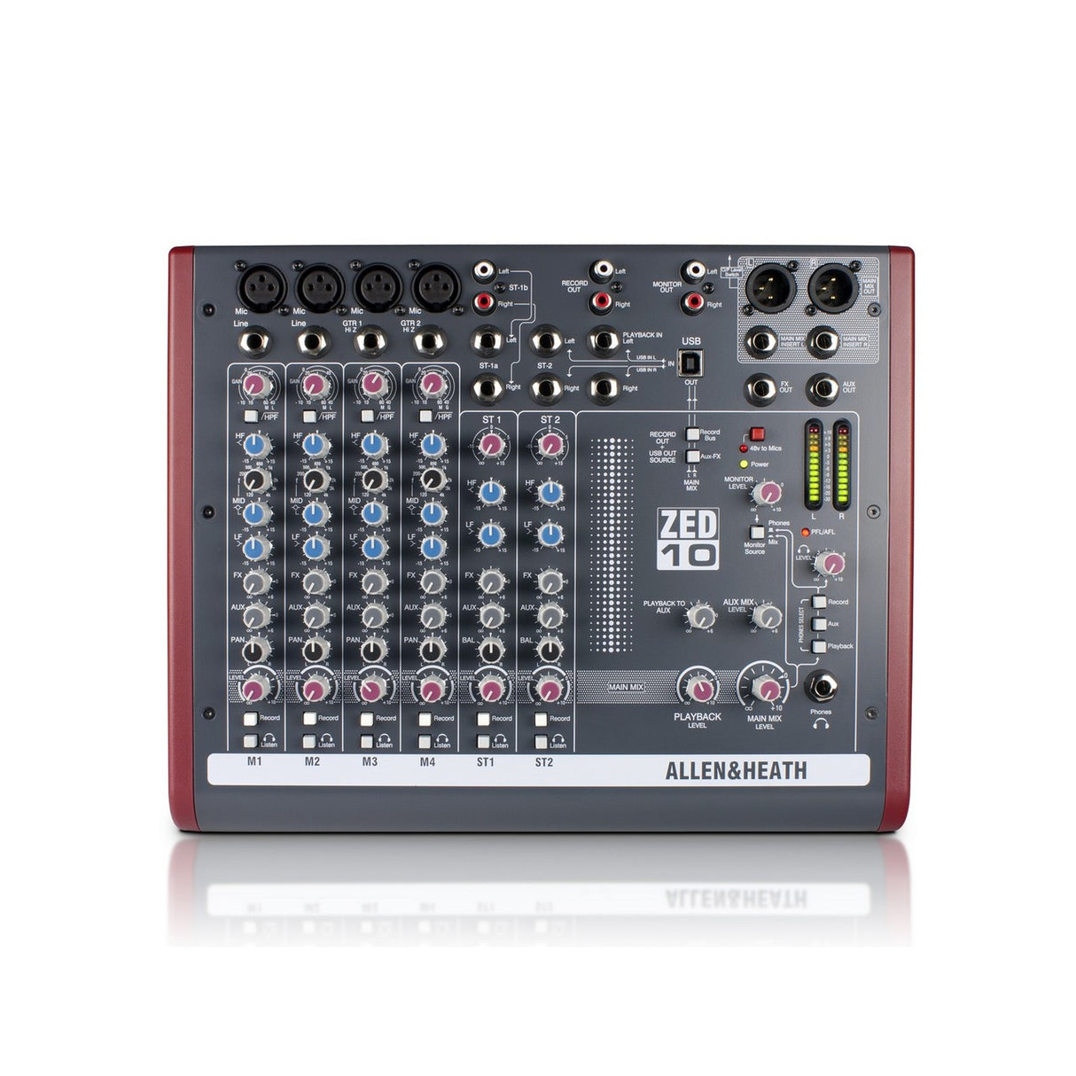 Allen & Heath ZED-10 Compact Portable 4 Mic Line Input Neutrik Mic XLR 1/4 Inch Amp Mixer