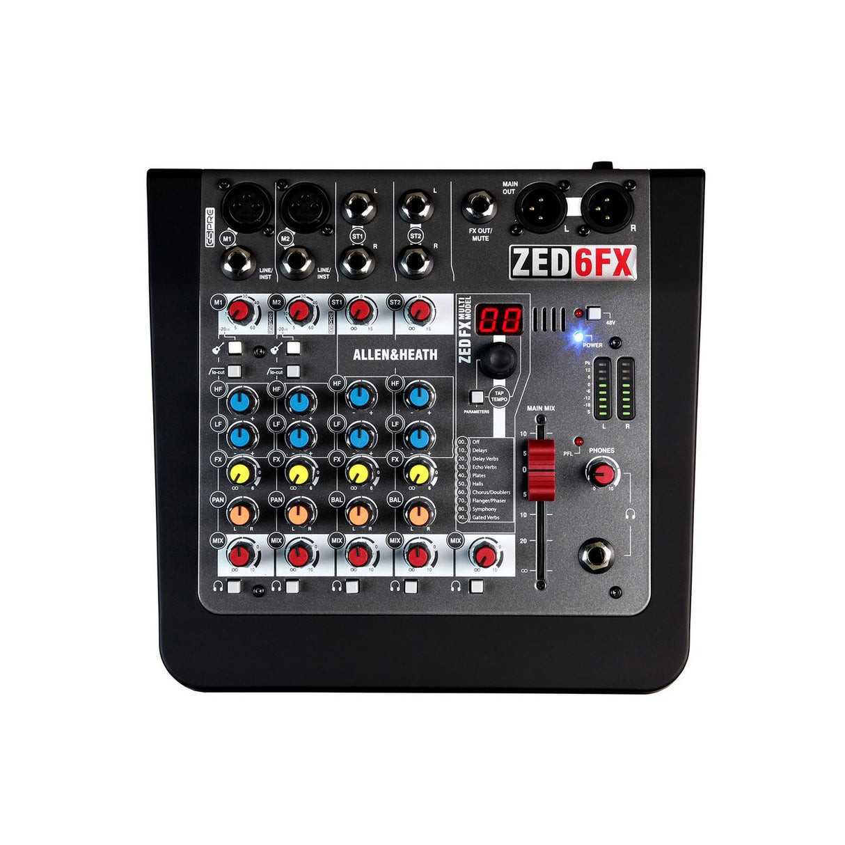 Allen & Heath ZED-6FX Compact 2 Mono Stereo D I Mic Line Input XLR TRS Guitar Analog FX Mixer