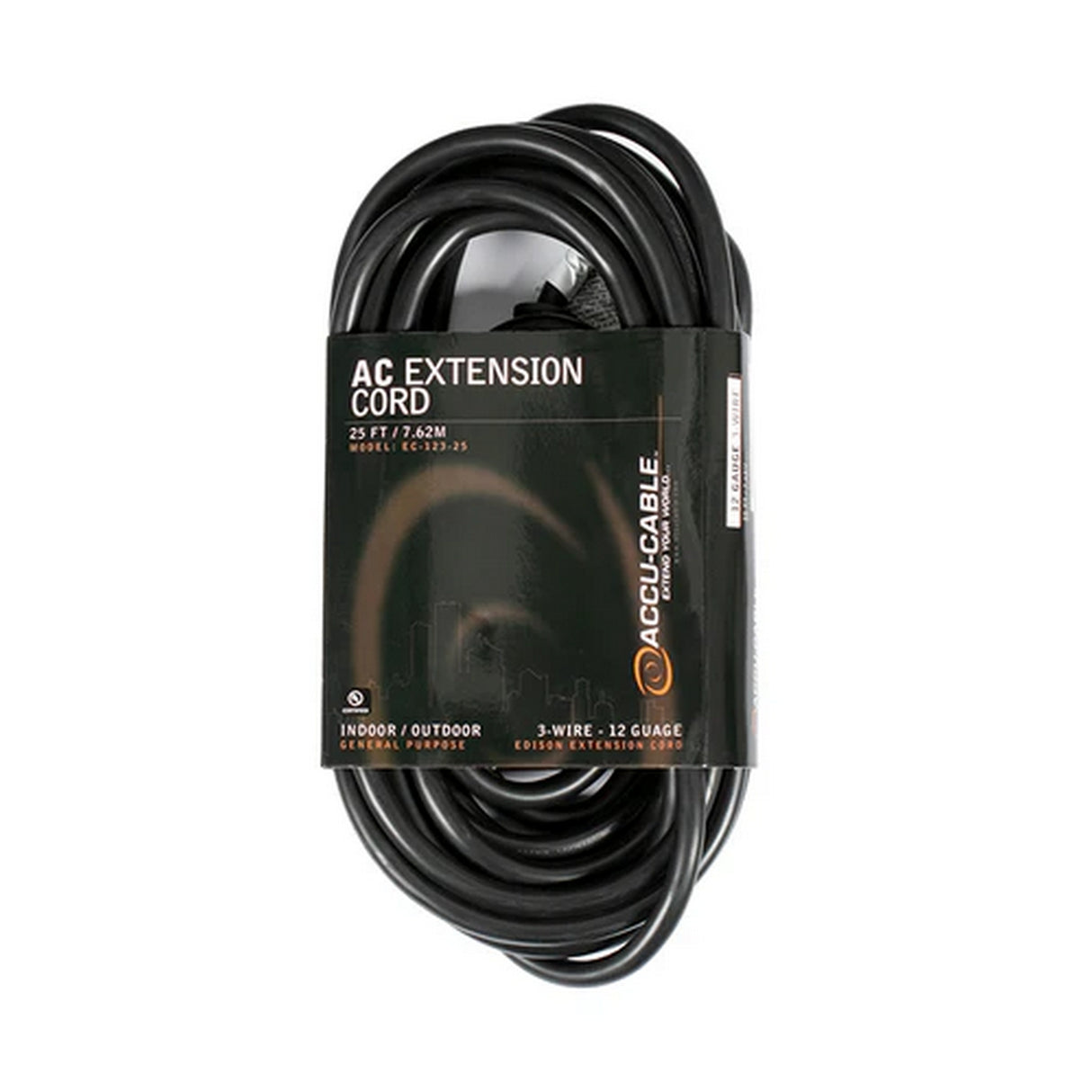 Accu Cable EC12325 12 Gauge Extension Cord, 25-Feet