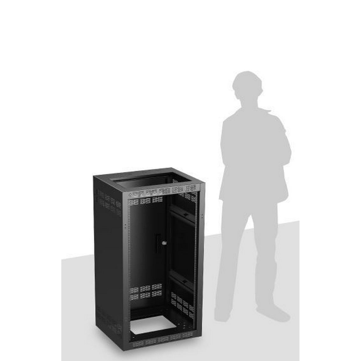 AtlasIED 221‑18 18.5-Inch Welded Floor Rack Cabinet, 21RU, Front Door Not Included