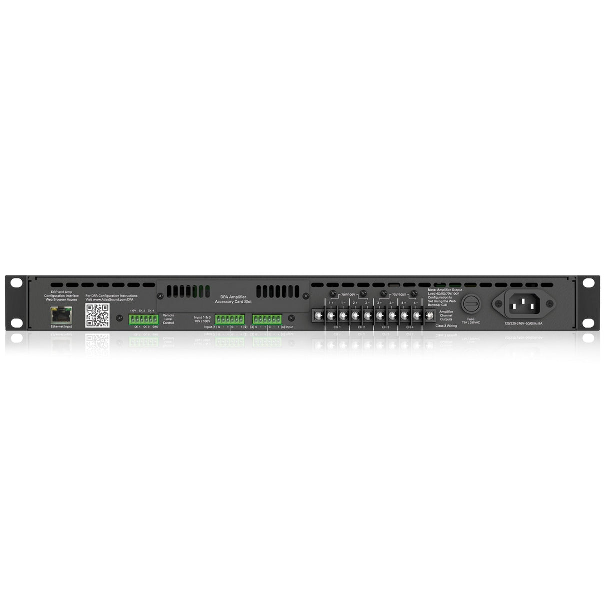 AtlasIED DPA1202 1200W Networkable Multi-Channel Power Amplifier with Optional Dante Network Audio