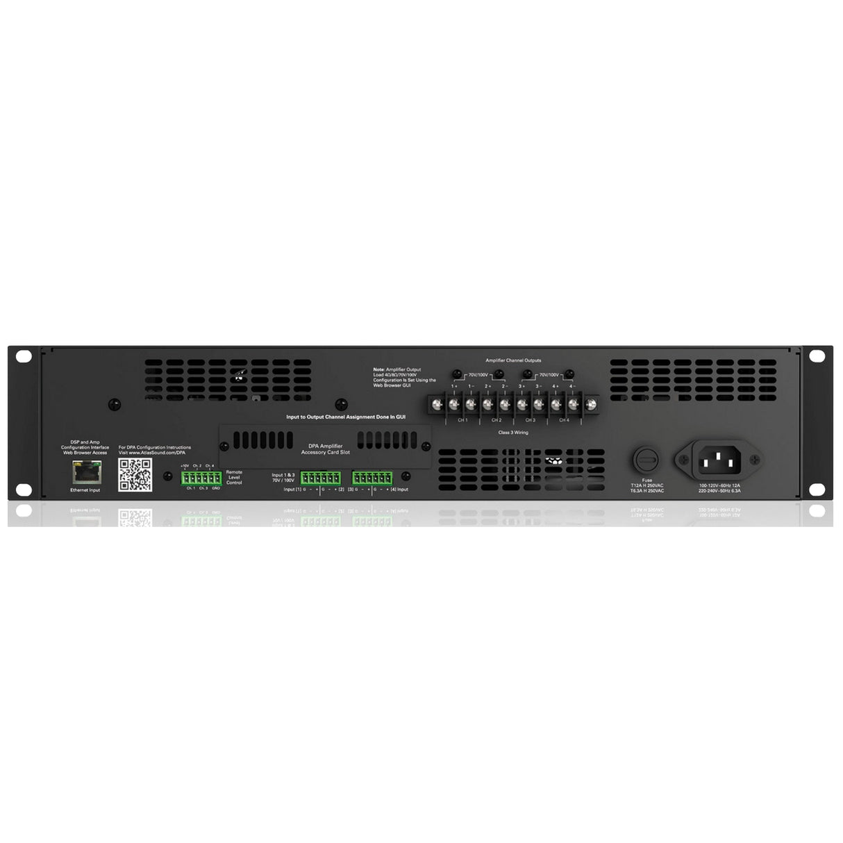 AtlasIED DPA2402 2400W Networkable Multi-Channel Power Amplifier with Optional Dante Network Audio
