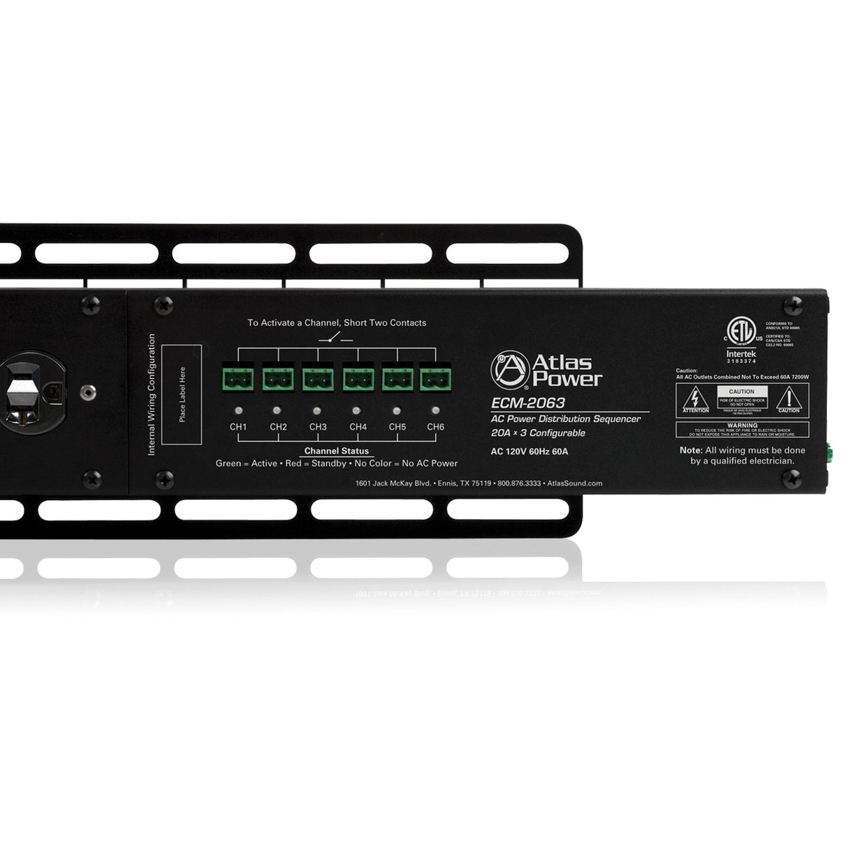 AtlasIED ECM-2063 Triple 20A Configuration AC Power Distribution Sequencer Raceway