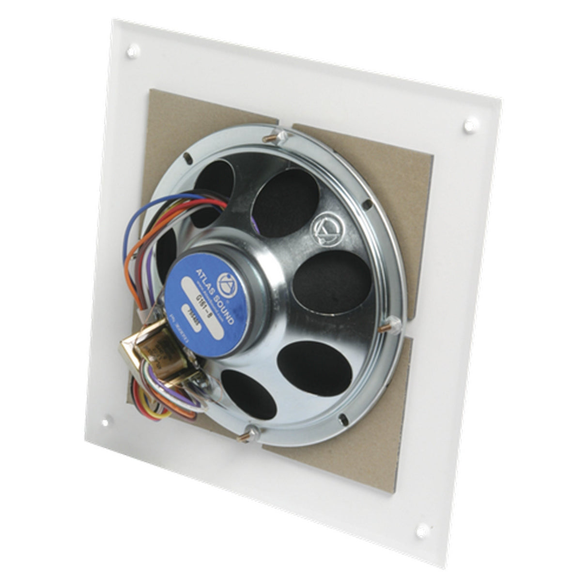 AtlasIED G161-8 8-Inch In-Ceiling Speaker with 4W 25V/70V Transformer and 161-8 Square Baffle
