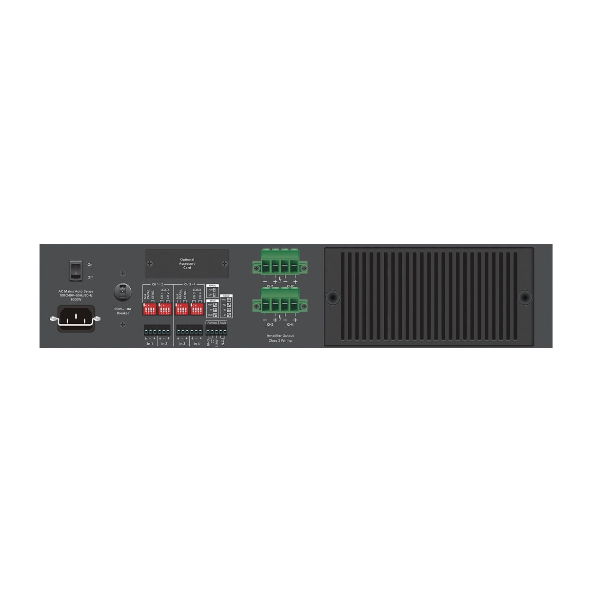 AtlasIED HPA1204 4-Channel x 300W Commercial Multi-Impedance Power Amplifier