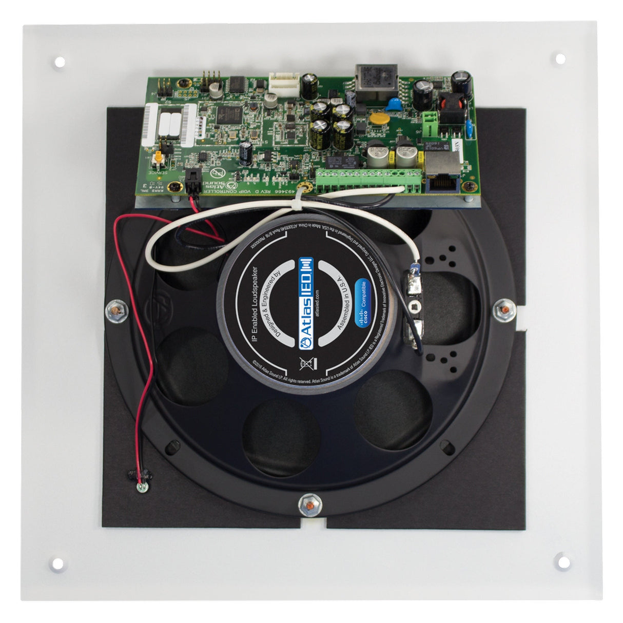 AtlasIED IP‑8SM PoE+ Wall/Ceiling-Mount IP Speaker with Talkback Microphone