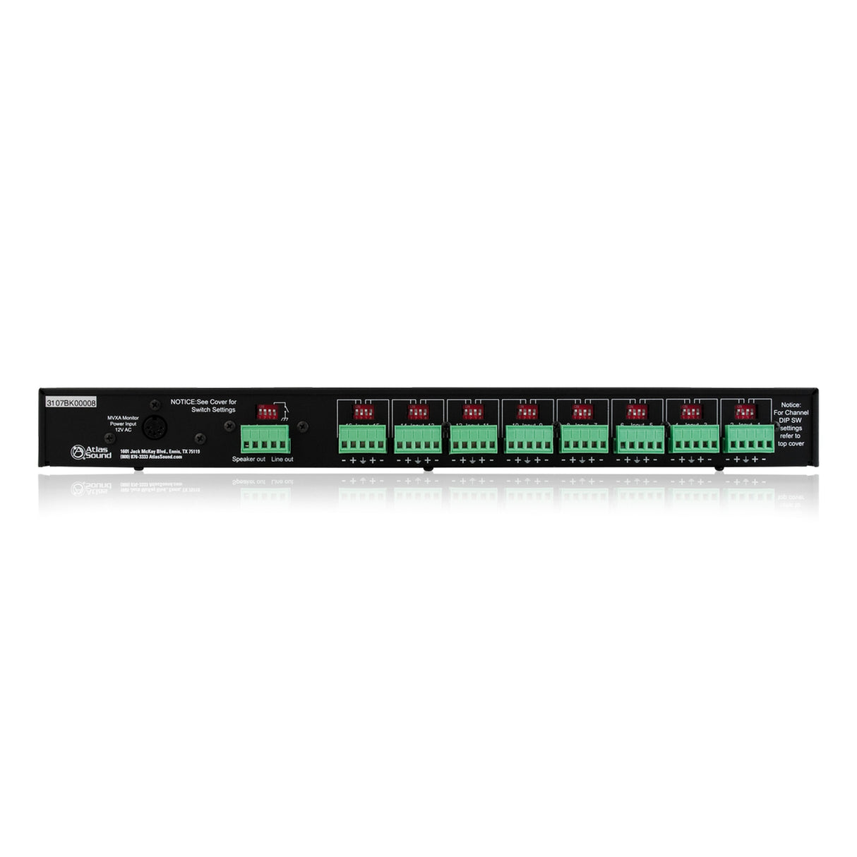 AtlasIED MVXA‑2016 16‑Channel Active Audio Monitor Panel, 1RU