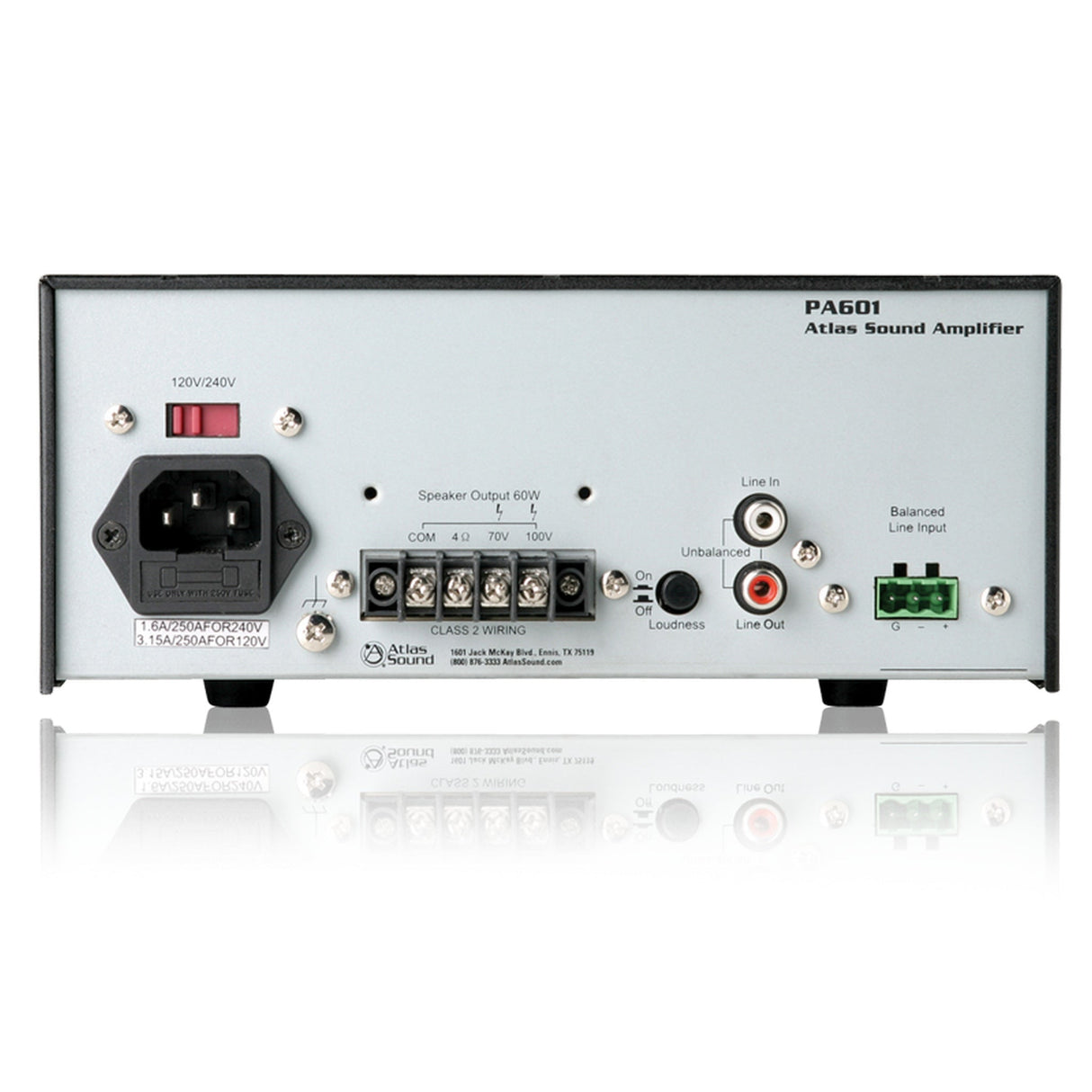 AtlasIED PA601 60W Single‑Channel 70/100V Power Amplifier, 1RU