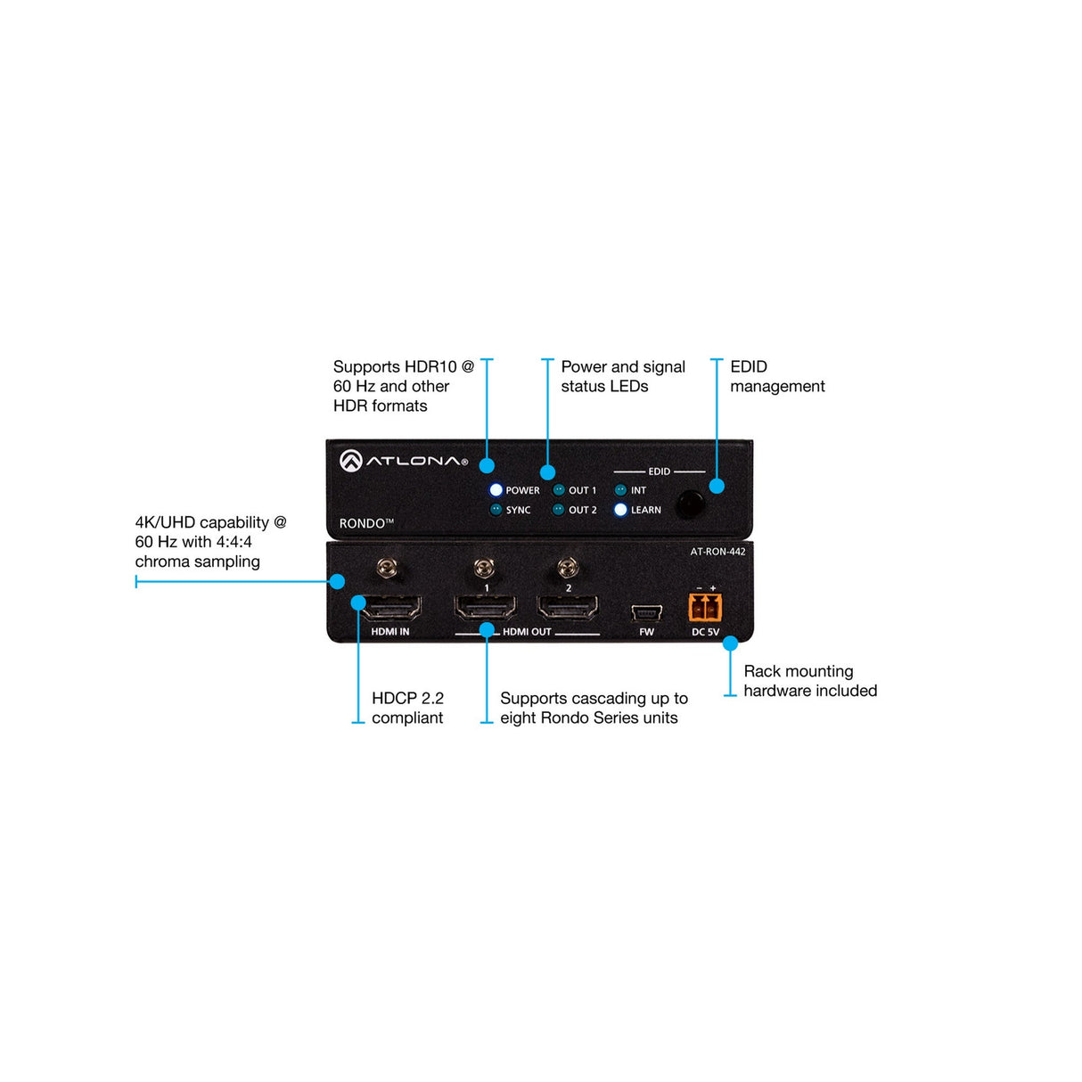 Atlona AT-RON-442 Two-Output HDMI Distribution Amplifier