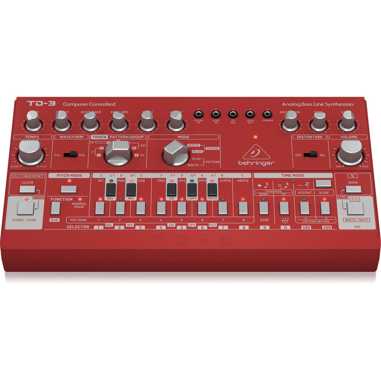 Behringer TD-3-RD Analog Bass Line Synthesizer, Red