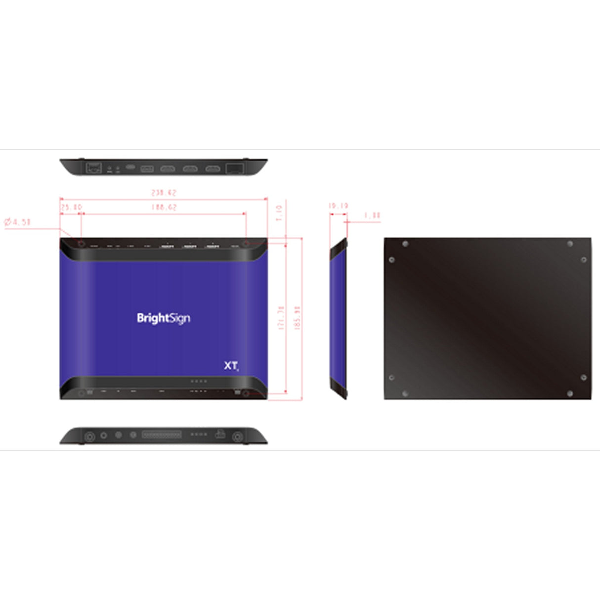 XT245 8K60p signage player with HDMI Ethernet and GPIO connections