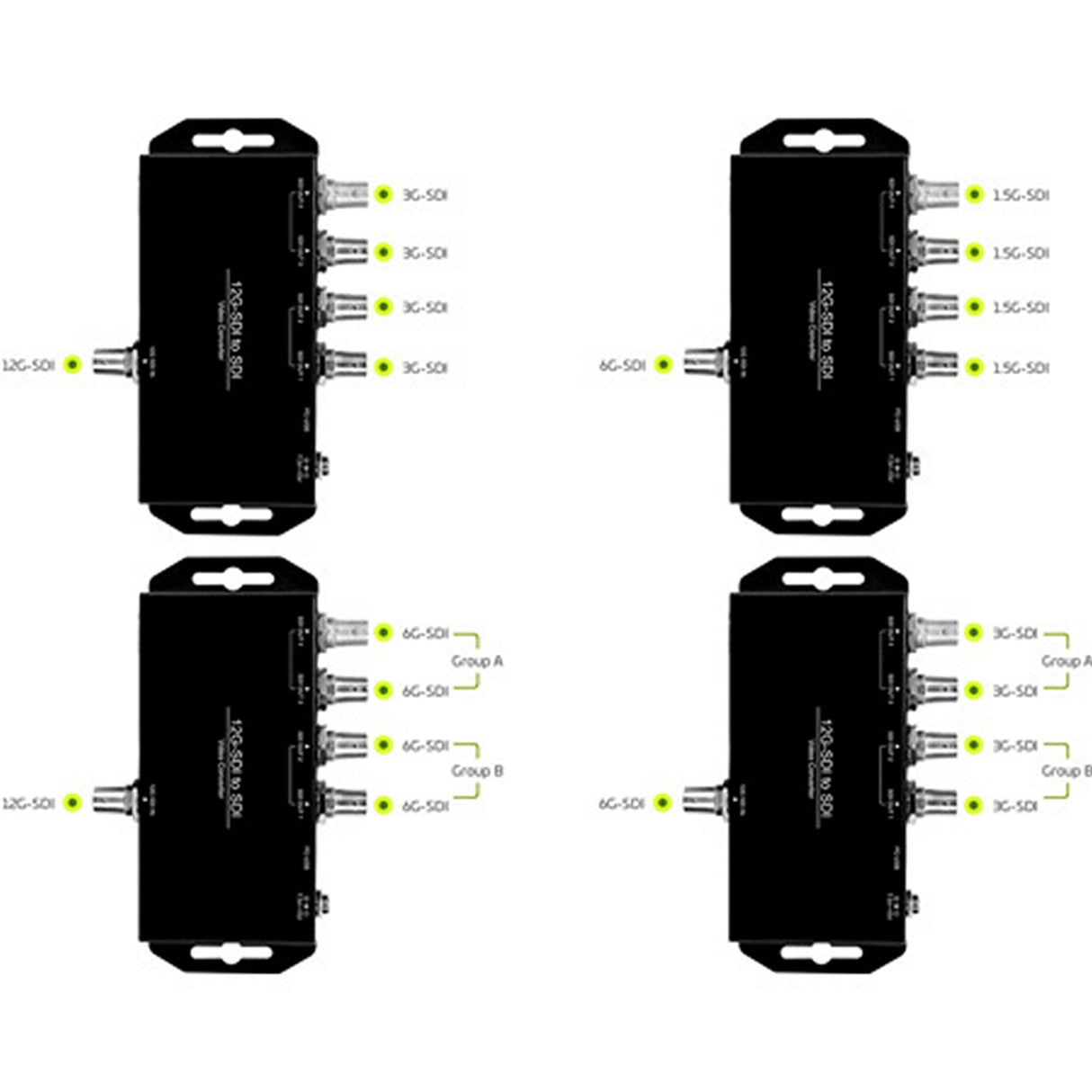 Connectronics 12G-SDI to Dual-link 6G-SDI or Quad-link 3G-SDI Converter