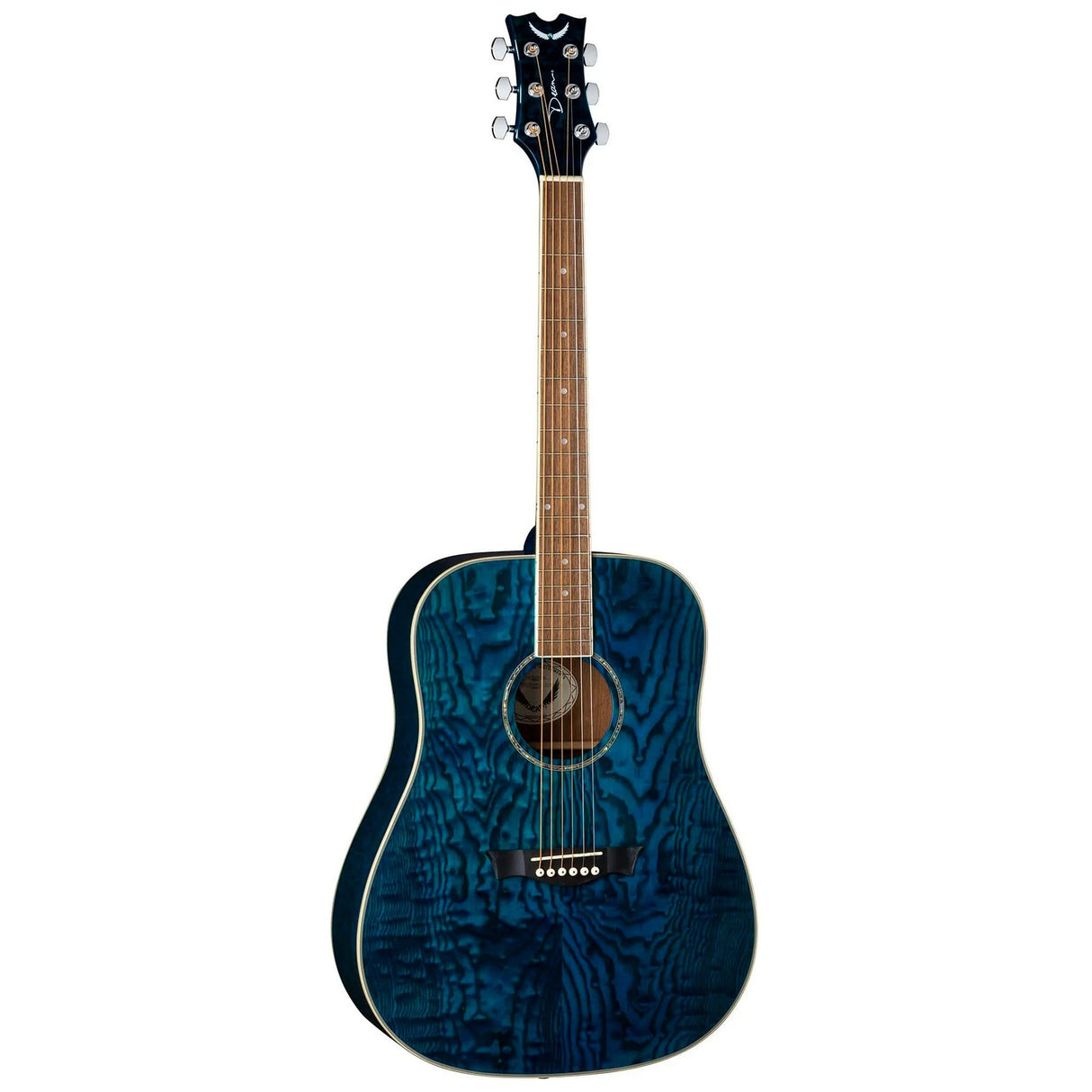 Dean Guitars AXS Dread Quilt Ash Mahogany Acoustic Guitar Trans Blue - guitar