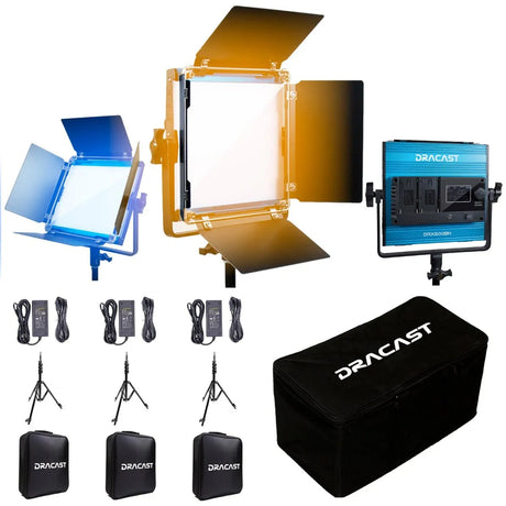 Dracast DRX3500BNS X Series LED500 Bi-Color LED 3 Light Kit with Nylon Padded Travel Case