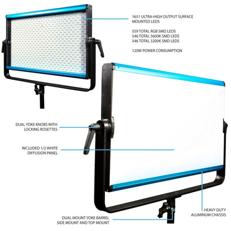 Dracast DRX2000RGB X Series LED2000 RGB and Bi-Color LED Video Light Panel V-Mount